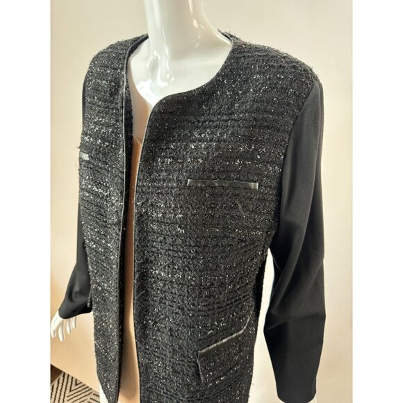 Chicos Open-Front Black Tweed Jacket Sz 2 - Picture 13 of 16